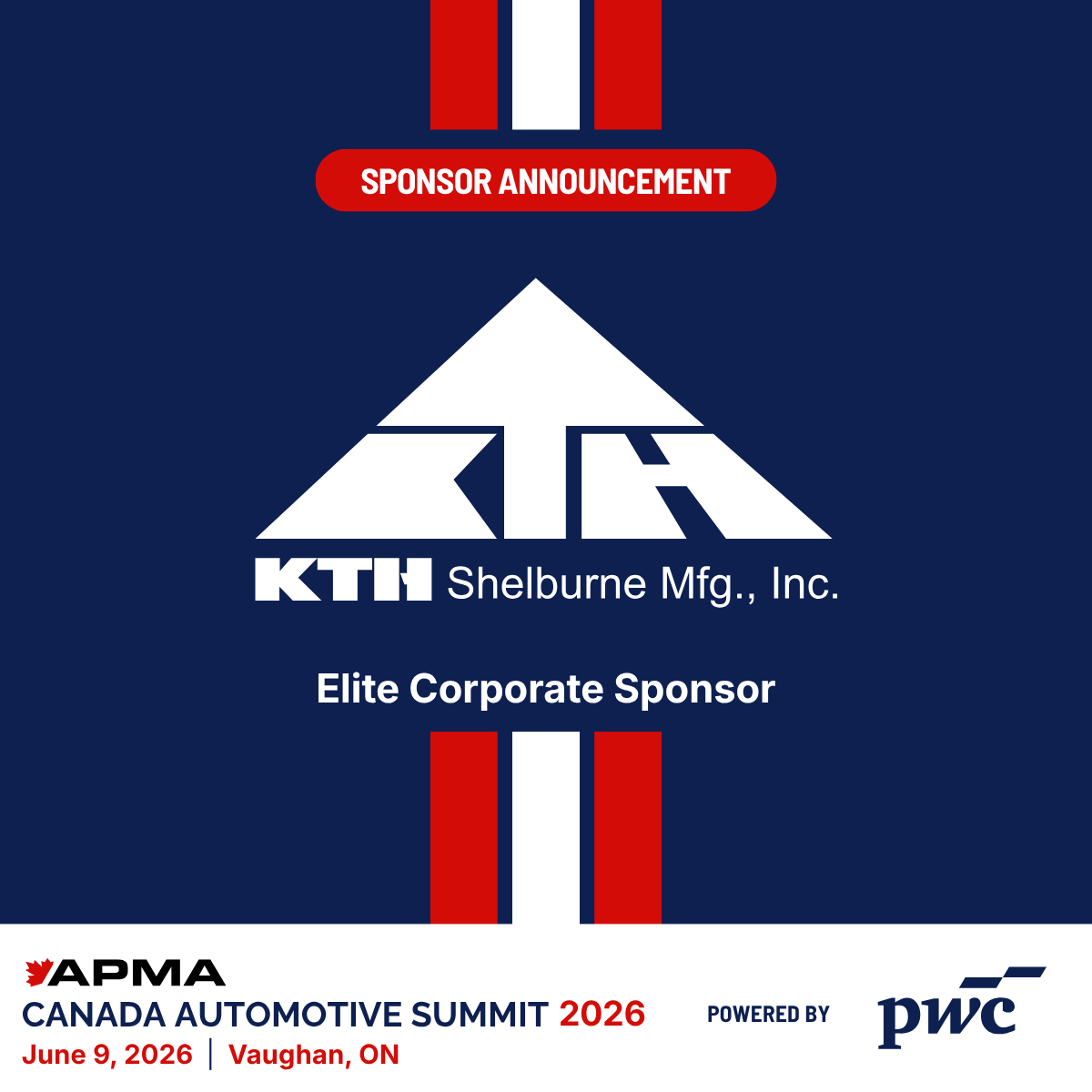APMACanada's tweet photo. Next in our sponsor lineup for the #CanadaAutomotiveSummit is #KTHManufacturingShelburne!🇨🇦

As a premier tier-1 supplier, KTH's high-tech manufacturing, stamping &amp; welding shapes the future of road safety.

⏰ 1 week out! Grab tickets now:
https://t.co/XgzTt0g4Ov

#CAS2026 #APMA https://t.co/fyWv4PxjhU