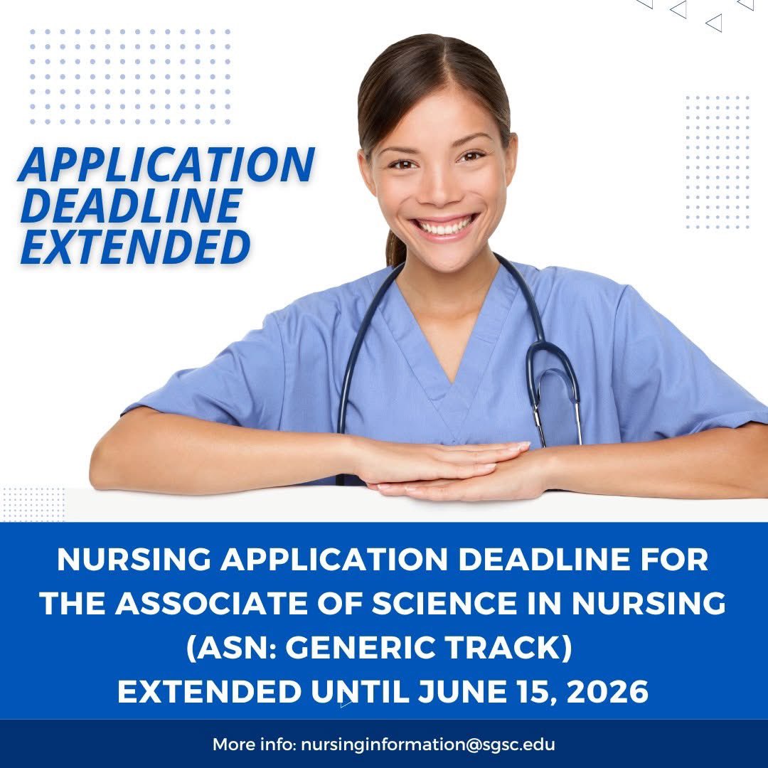 southGAstate's tweet photo. The application deadline for the Associate of Science in Nursing (ASN – Generic Track) has been extended to June 15, 2026.
Don’t miss this opportunity to start your journey in nursing – apply today! For more information, go to: https://t.co/FcMs651XUb https://t.co/KuuBTJ8pLK