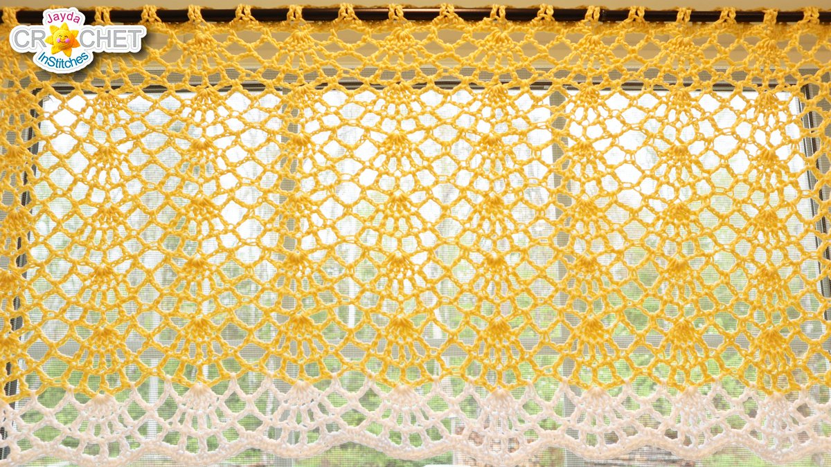 JaydaInStitches's tweet photo. Kitchen Curtain Valance (Lady's Fan Stitch) using 24/7 cotton yarn by Lion Brand https://t.co/RGYCewfsym