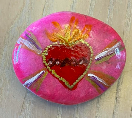 TheAnchoress's tweet photo. Sacred Heart Rock. I've been making them and dropping them around town. I'm not artistic at all, but I figure it doesn't really matter. https://t.co/NOPQgaKIjf