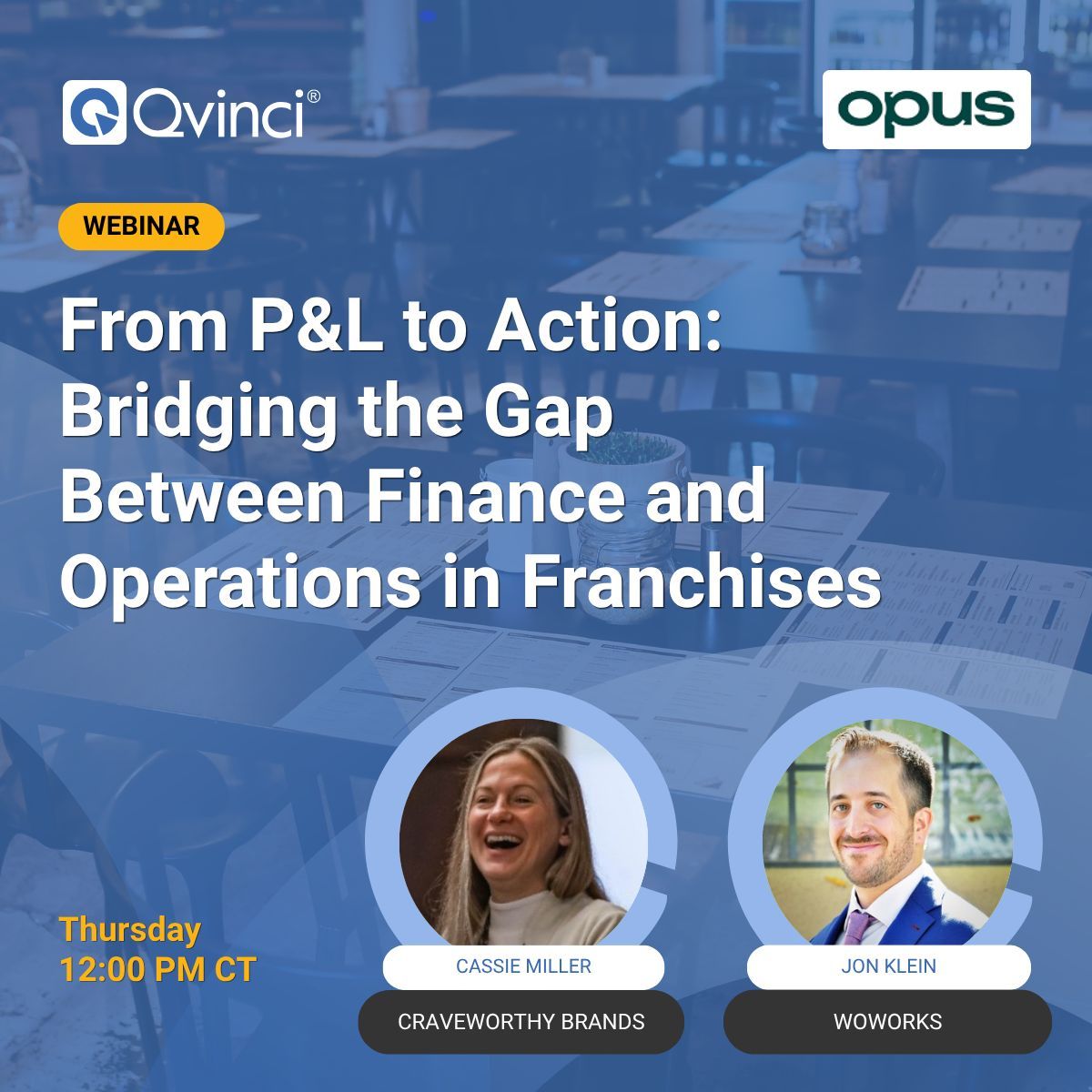 Qvinci's tweet photo. Don’t miss this chance to hear from two franchise leaders:

Thursday at 12 PM CDT 

Cassie Miller (Craveworthy Brands) and Jon Klein (WOWorks) get specific about how Finance and Ops leaders connect store-level execution to financial outcomes — so the data you're already tracking starts pointing to where investment and change are actually needed.

Finance leaders in franchise operations are used to seeing the numbers. What's harder is knowing which operational levers actually move them. This conversation doesn't come up enough in the rooms where budget decisions get made.

Register: https://t.co/IrMNkj19v0
