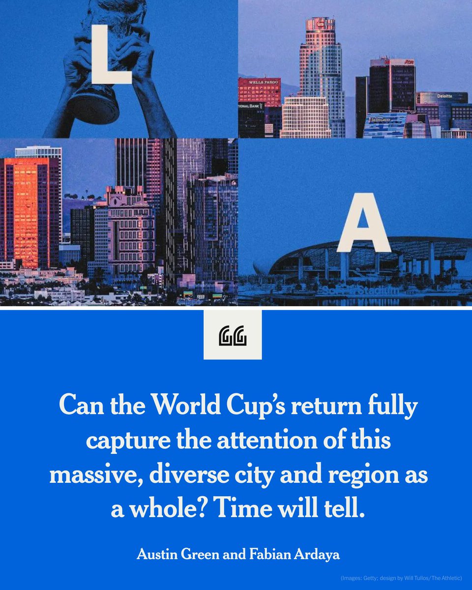 TheAthleticFC's tweet photo. For all of Los Angeles’ multicultural fabric and rich soccer history, the sport is far from a dominant cultural force.

Rather, it is just one more entertainment option out of many in a massive, fragmented region that is used to the spotlight.

We have everything you need to know as the city prepares to host eight World Cup games, from its sporting history to the best places to eat and drink ⬇️

Brought to you by @CapitalOne 

🔗 https://t.co/Rvj77NAyvQ