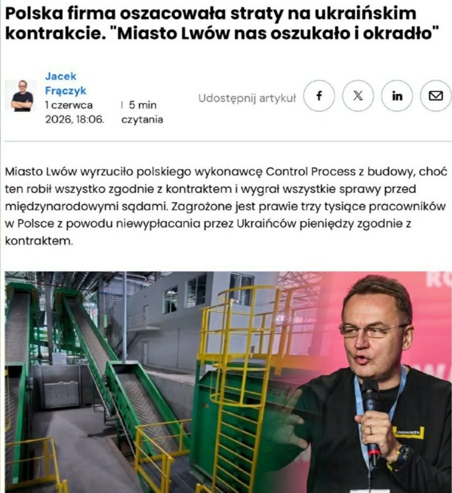 ZaZdzislaw's tweet photo. TO, CO PRZEŻYWA POLSKA FIRMA #CONTROLPROCESS PODCZAS REALIZACJI INWESTYCJI WE LWOWIE, JEST NIE DO UWIERZENIA W CYWILIZOWANYM KRAJU UE https://t.co/qO02SBmCZc
Dlatego rząd Donalda Tuska wspiera Ukrainę w przyjęciu do Unii :-)
ZAPACH KORUPCJI😡 https://t.co/3H9L1xJQHP