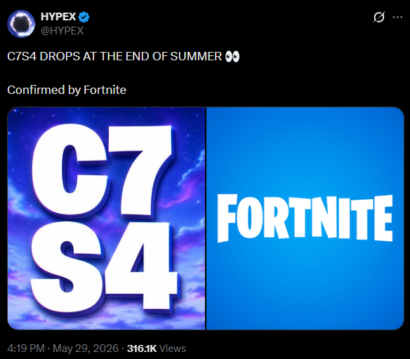 realNumberSets's tweet photo. Upcoming updates should be:
v41.00 - June 6
v41.10 - June 18
v41.11(?) - June 25 (OG S9)
v41.20 - July 16 (Music pass, something for STW?)
v41.30 - July 30
v42.00 - Aug 14
Hypex said S4 was "End of summer" which might make it Sept 3, but then we need a v41.40 for Aug 14. https://t.co/S6JYnWQCG2