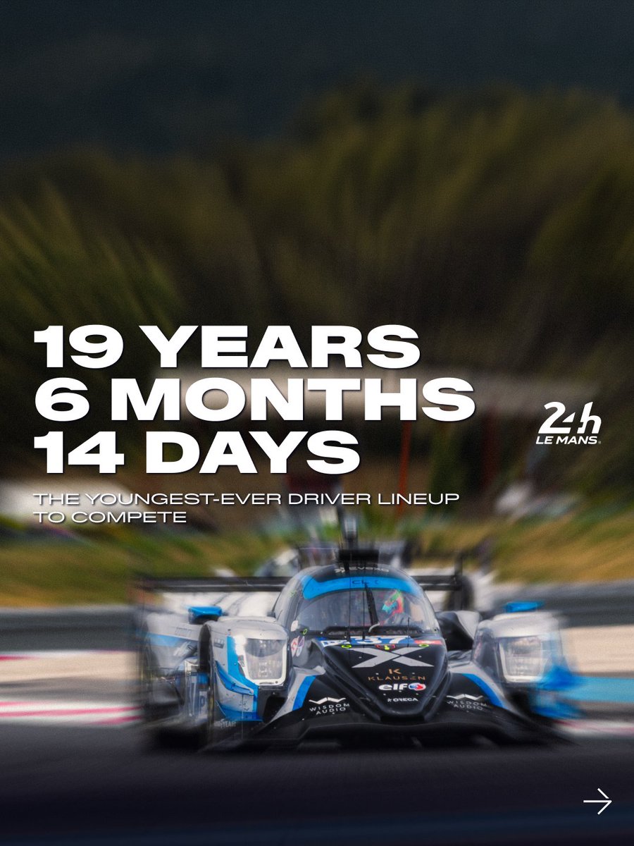 24hoursoflemans's tweet photo. Age is just a number. Greatness is a mindset. 💥
𝗠𝗲𝗲𝘁 𝘁𝗵𝗲 𝘆𝗼𝘂𝗻𝗴𝗲𝘀𝘁 𝗹𝗶𝗻𝗲𝘂𝗽 𝘁𝗼 𝗲𝘃𝗲𝗿 𝘁𝗮𝗸𝗲 𝗼𝗻 𝘁𝗵𝗲 𝗹𝗲𝗴𝗲𝗻𝗱𝗮𝗿𝘆 #LeMans24: 

🇩🇰 Theodor Jensen (19y, 11m, 14d) 
🇫🇷 Adrien Closmenil (19y, 4m, 25d) 
🇲🇽 Ian Aguilera (19y, 2m, 30d)

Together, 𝘁𝗵𝗲𝘆 𝗮𝘃𝗲𝗿𝗮𝗴𝗲 𝟭𝟵 𝘆𝗲𝗮𝗿𝘀, 𝟲 𝗺𝗼𝗻𝘁𝗵𝘀 𝗮𝗻𝗱 𝟭𝟰 𝗱𝗮𝘆𝘀. 

Check out the grid's new generation. How far can they go? 👀

#FeelLeMans #ELMS #WEC