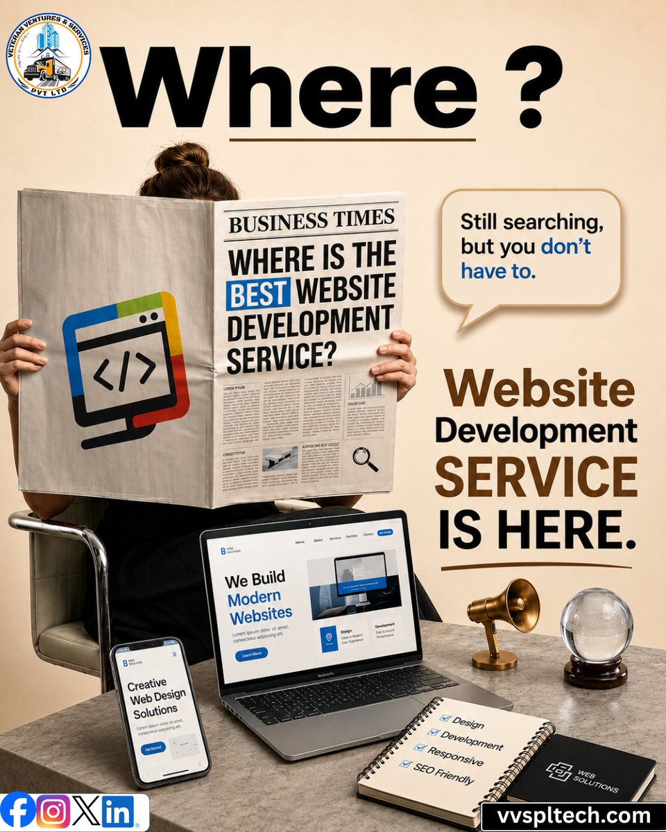 vvspl1's tweet photo. Stop searching. Start growing.
Professional website development solutions tailored for your business success.

Call: 7894689818
🌐 https://t.co/YDiztnrT2V

#WebsiteDevelopment #WebDesign #BusinessGrowth #DigitalSolutions #VVSPL https://t.co/35ygGiqNYB