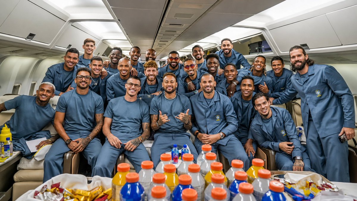 SportixAI's tweet photo. Brazil on the plane.
World Cup energy in the air. 🇧🇷✈️ https://t.co/vSqMzRA0UT