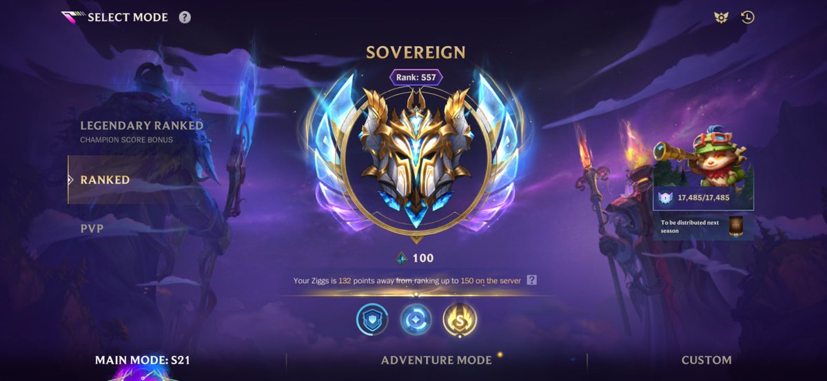 HolyWR_'s tweet photo. Did it agian live on YouTube &amp; Twitch from Dia to sovereign with mages and Teemo, S21 Sovereign &amp; Legend in Legendary Ranked, YouTube &amp; Twitch: HolyWR 
Ps: Ty Royal for the Good Games You Are The Best ❤️🍀
#WildRift #teemo #rank1 #sovereign #legend https://t.co/DoWc6PcnqM
