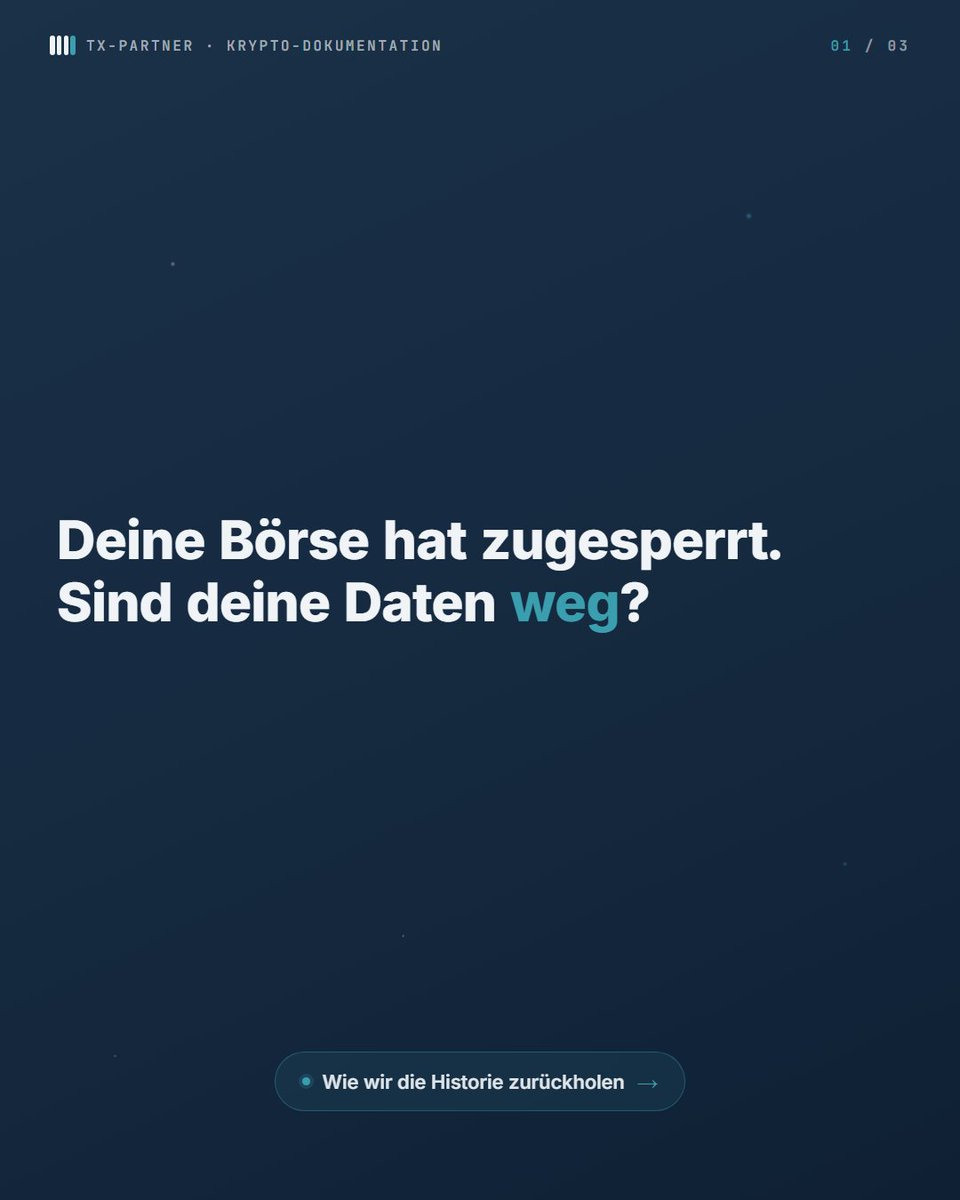TX_Partner's tweet photo. Ein Kunde hatte jahrelang über Coinbase Pro gekauft. 2023 abgeschaltet, die Historie zunächst weg, der Nachweis für die Bank fehlte. Über den Support kam alles zurück.

Fehlen dir in deiner Krypto-Doku ganze Zeiträume? Lass uns draufschauen. https://t.co/ctAGONhjMy