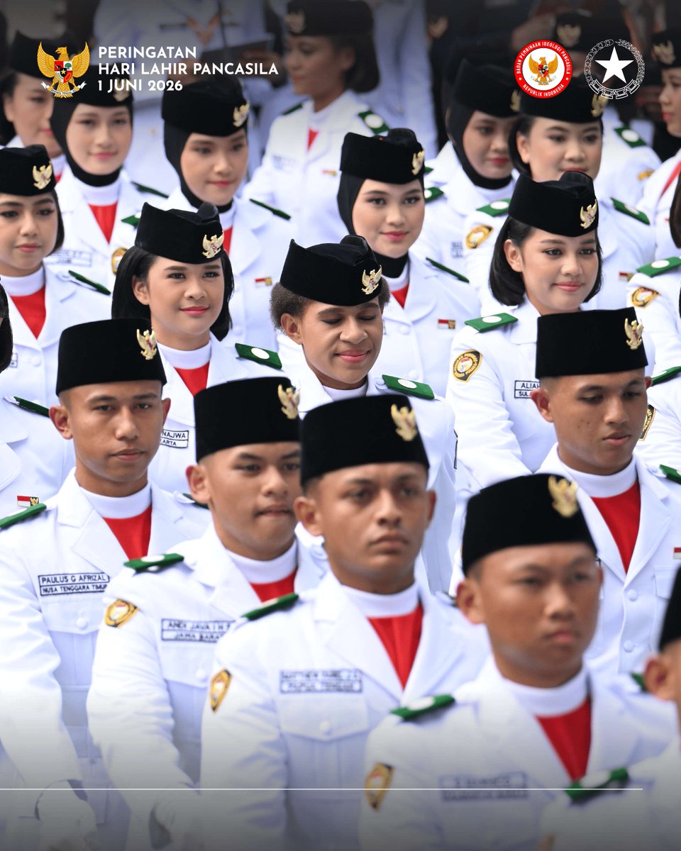 BPIPRI's tweet photo. Tugas tuntas, pengabdian berlanjut. 🇮🇩

Terima kasih Paskibraka Pusat Tahun 2025 atas dedikasi dan semangatnya pada Peringatan Hari Lahir Pancasila 1 Juni 2026. Salam Pancasila!

#PaskibrakaPusat2025 #HariLahirPancasila2026 #BPIP https://t.co/Y9PcXll8nB