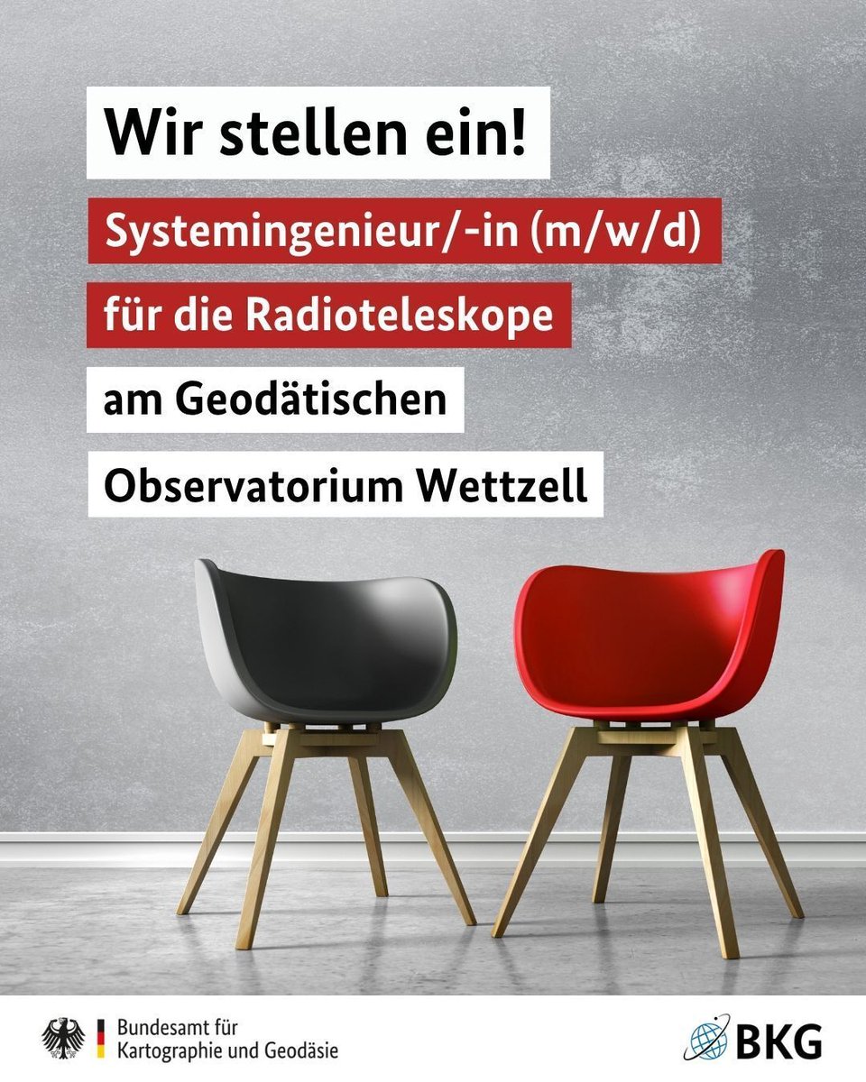 BKG_Bund's tweet photo. 📢 Wir suchen eine/n Systemingenieur/-in für die Radioteleskope (m/w/d) am Geodätischen Observatorium Wettzell / Bad Kötzting, voraussichtlich zum 01. September 2026 und auf Dauer. Jetzt bewerben 👉 https://t.co/OPxPoS6a40 #Job #Karriere https://t.co/IUoJ0WQH6e