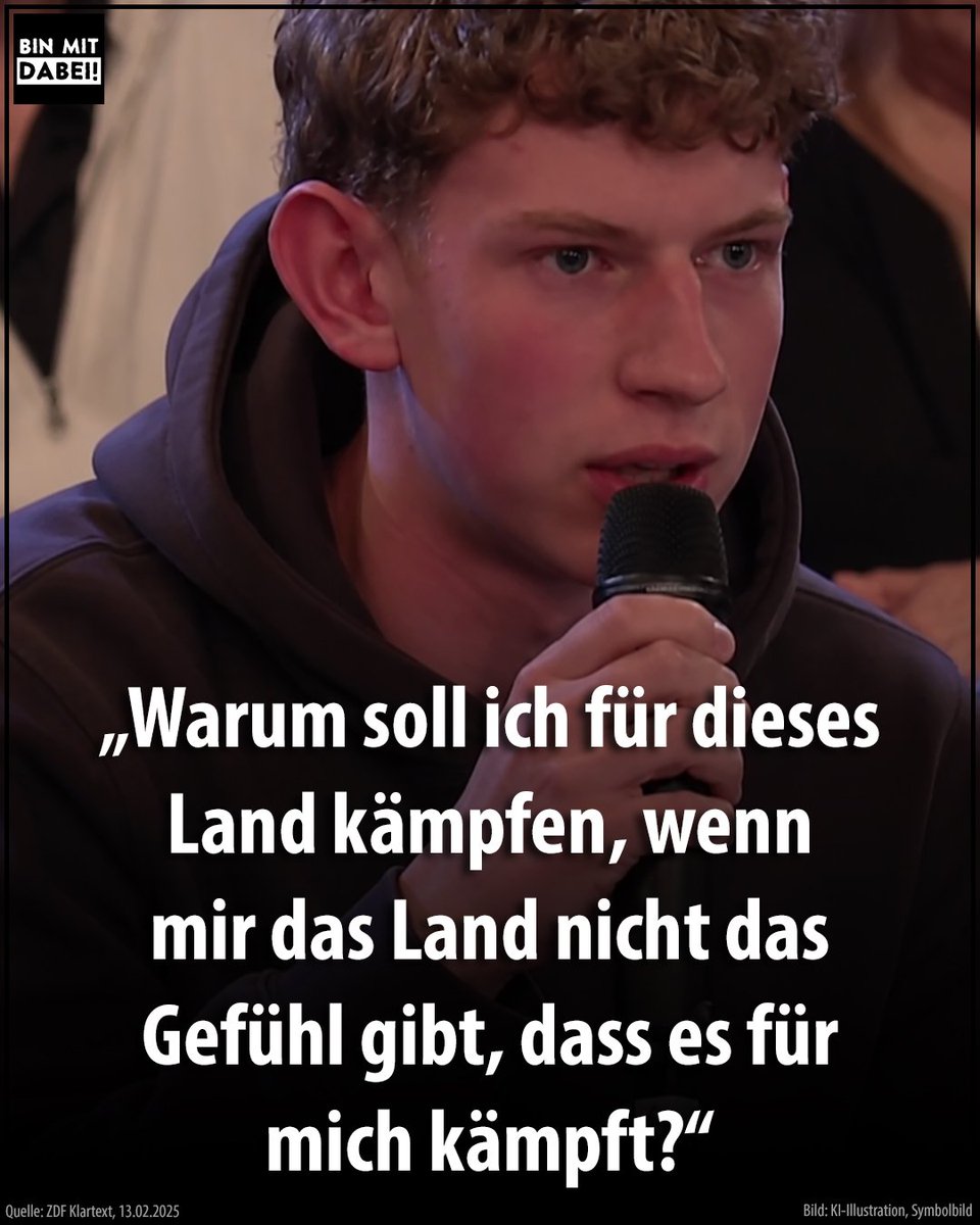 Bayerngewissen's tweet photo. Genauso ist es!
Für das Land, wie es jetzt ist, die jetzige Politik, die jetzige Einstellung eines Großteils des Volkes, würde ich nicht das Schwarze unterm Nagel geben, und schon mal gar nicht meine Gesundheit und/oder mein Leben.

#Bundeswehr https://t.co/jGJCosH5P8