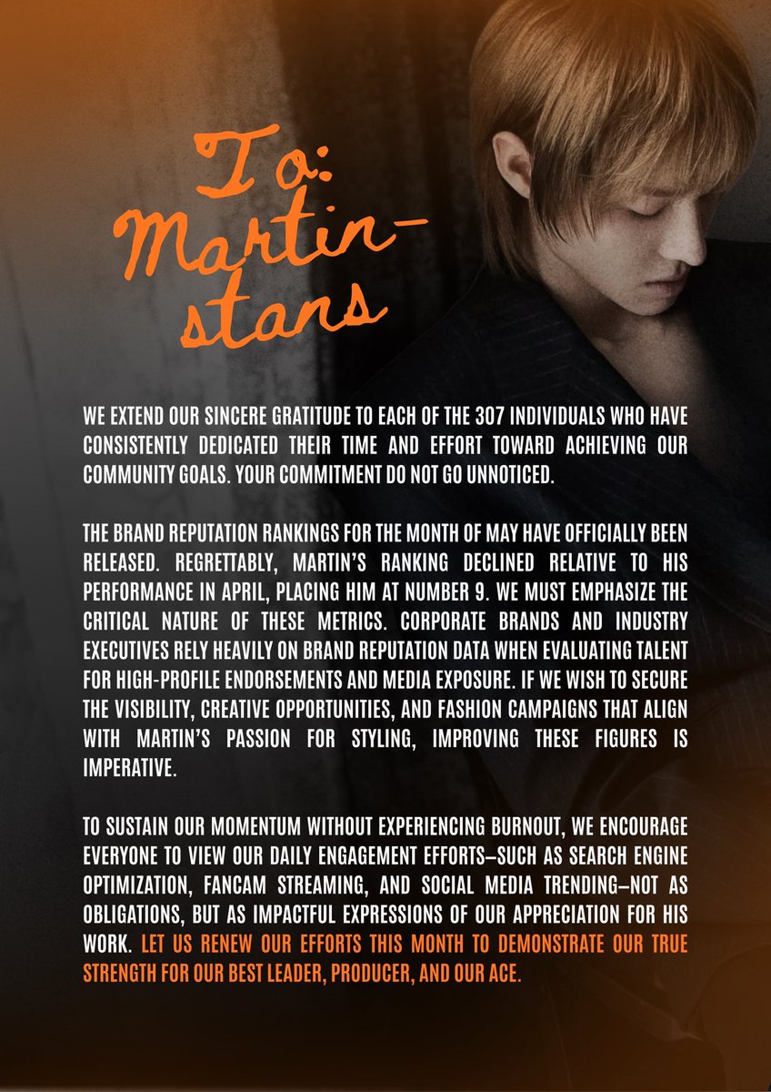 MartinDatabase's tweet photo. 📪 OPEN LETTER TO MARTIN-STANS

We need your help to boost Martin’s visibility this month. Read our latest community letter for our daily strategy and collaboration goals. Let's do this together 🤝

#CORTIS #코르티스 #마틴 #MARTIN https://t.co/PyOuxPz4sL