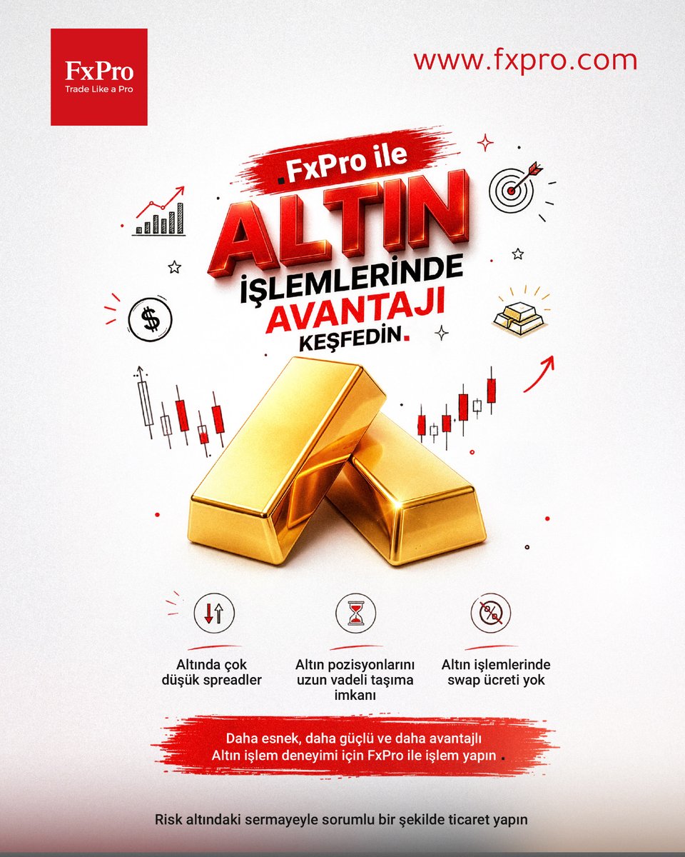FxProTurkiye's tweet photo. Altın işlemlerinde daha fazla avantaj keşfedin ✨
FxPro ile düşük spreadler, swapsız işlem imkanı ve uzun vadeli pozisyon avantajlarından faydalanın.

Altın piyasasında daha esnek ve güçlü işlem deneyimi için FxPro ile işlem yapın. https://t.co/WKYX97dJuD