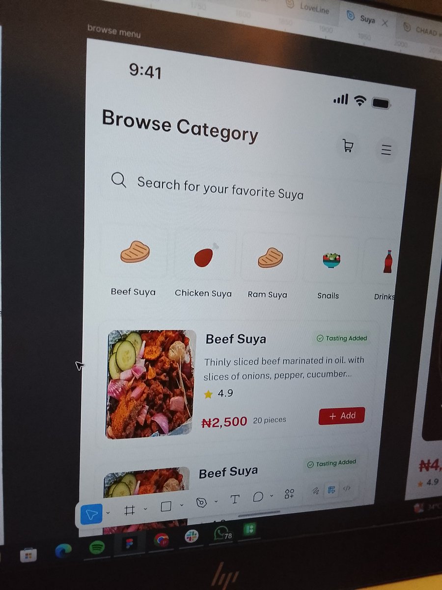 Precious_Linex's tweet photo. After going through Suya spot brief, I asked myself, how do I design this app for users to feel the same energy as when the buy from the street. 
On Suya spot, users to know the value of what they're paying for, Users still get tasting, users get options for extra pepper, onions https://t.co/i2bShvt7Ow