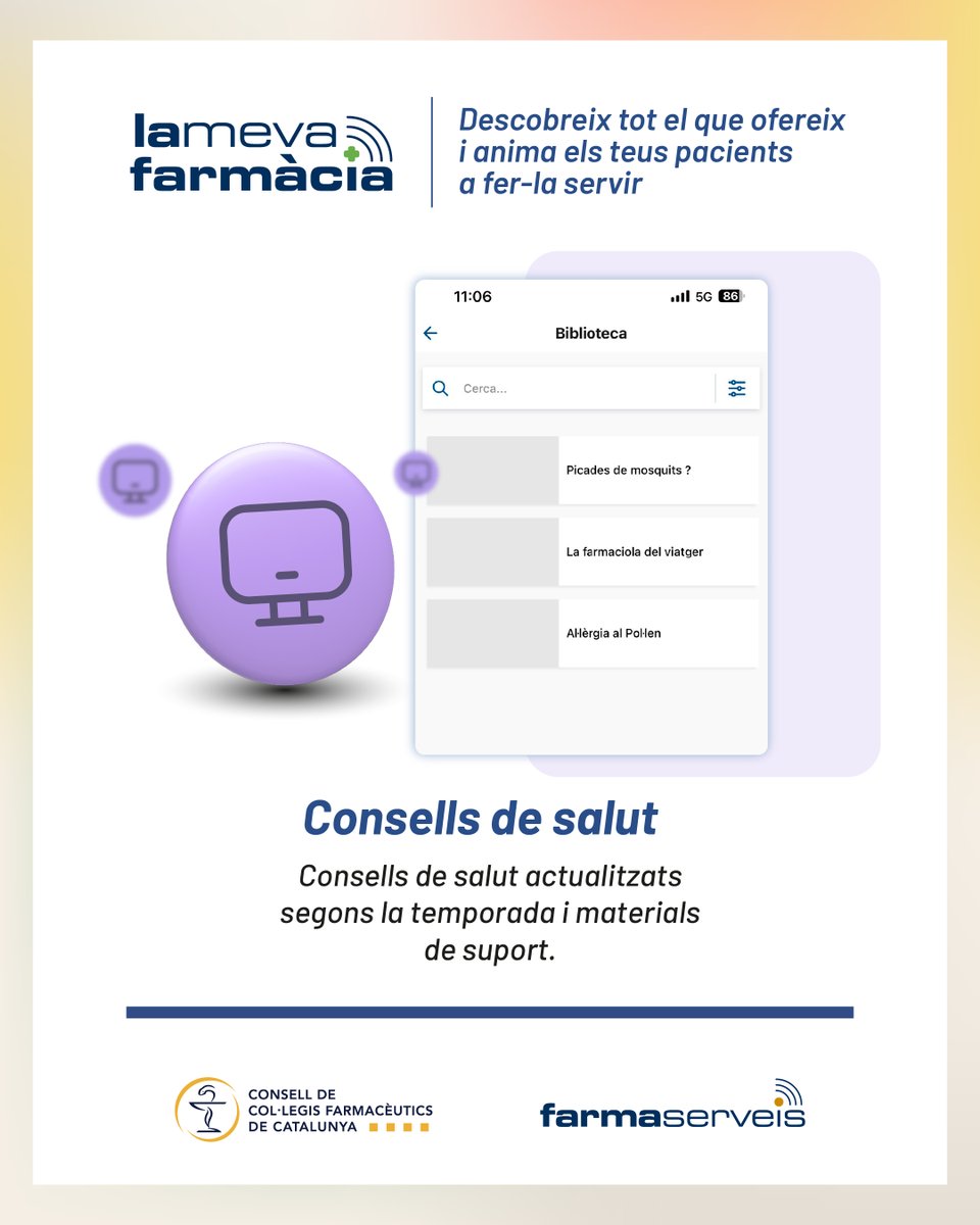 ccfcat's tweet photo. Consells de salut sempre disponibles a la biblioteca de l'app #LaMevaFarmàcia. https://t.co/hxZAAtBlrm