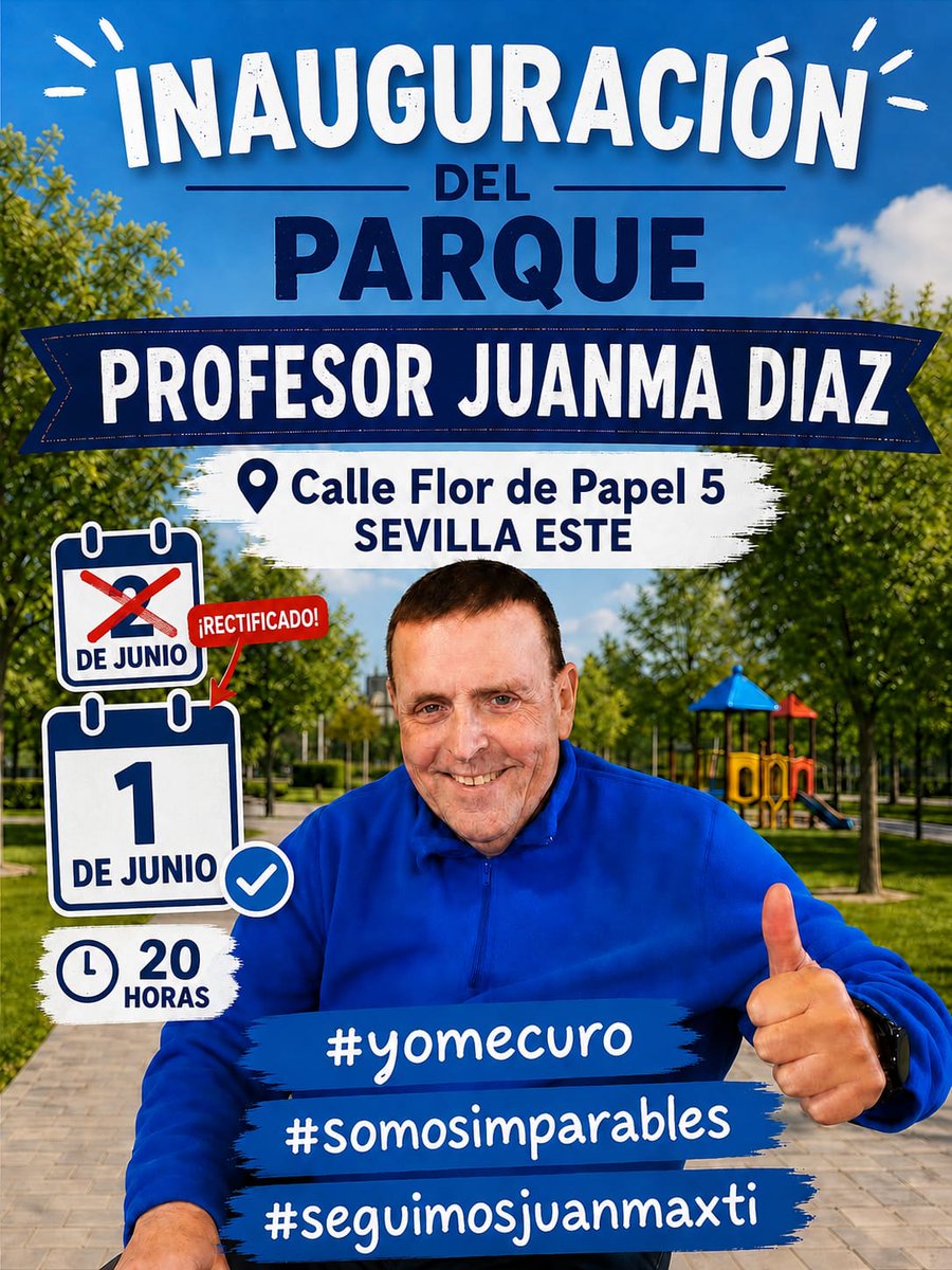 DrPerezBernal's tweet photo. "Parque #Profesor Juanma Díaz" ante su #Instituto en #SevillaEste. Homenaje a los #valores  de un ciudadano ejemplar: #superación #entrega #solidaridad #humanidad #compromiso y #Esperanza. #Luchador a pesar de una #enfermedad terminal. @Ayto_Sevilla @DtoEsteAlcTorre @amor_bondad https://t.co/UtFAgtCc0J