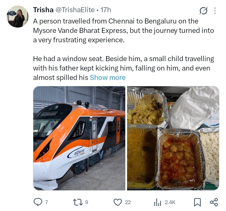 trainwalebhaiya's tweet photo. Damn! Indian Railways has successfully standardized its poor service across all trains 😉

Passengers everywhere are reporting the exact same issues, regardless of the train they're on :) https://t.co/stkLwWvVyz