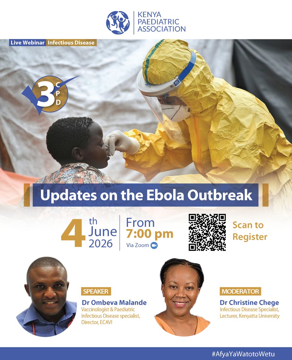 Kenyapaeds's tweet photo. Join us for an update webinar as experts share the latest epidemiological situation, discuss vaccination considerations &amp; explore key implementation challenges facing countries in the African region.

To register: https://t.co/7dB3PmyFl9

#AfyaYaWatotoWetu https://t.co/f1xyLA1Epr