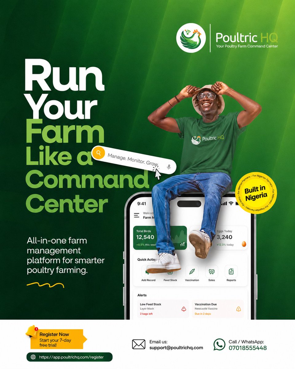 SoftpathT's tweet photo. @shemampano6 Still managing your poultry farm manually?
Get FREE access to Poultric HQ and start tracking your farm operations digitally.
Register here: https://t.co/zgYTU64gVG https://t.co/SFt4zcxmI7