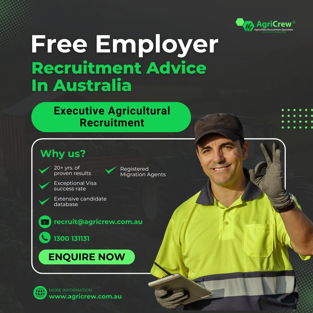 agricrew's tweet photo. Looking for trusted recruitment support for your agricultural business?

📩 recruit@agricrew.com.au
📞 1300 131 131
🌐 https://t.co/6PHrw7XpMX

Enquire today and let’s find the right people for your business.

#AgricultureRecruitment #FarmRecruitment #ExecutiveRecruitment https://t.co/IHS7BKogfB