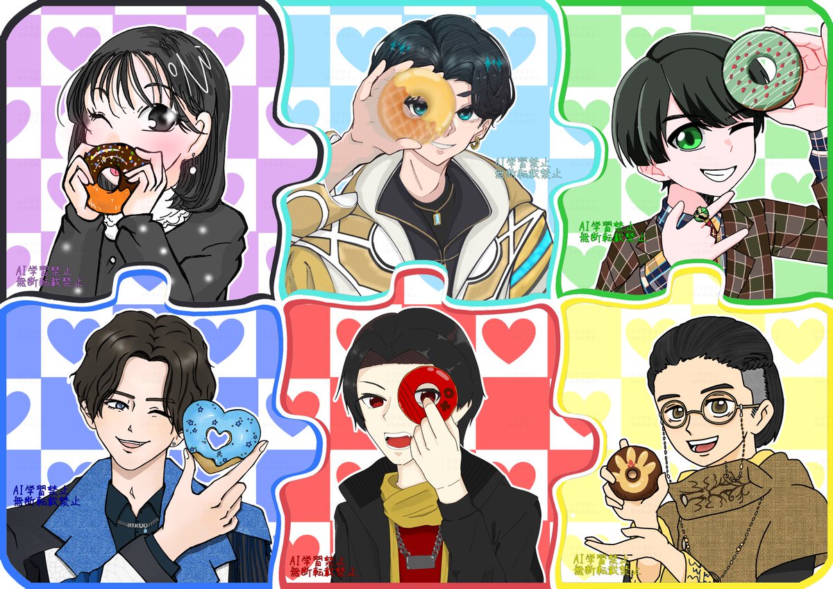 HitsuandUsa's tweet photo. 【合作】
㊿ 🍩集合絵！！ 
とても素敵な作品ができました✨💕

ご参加いただきましたみなさまありがとうございました!(´▽｀)

⬇参加者リプにて https://t.co/oHxLgy7BFr