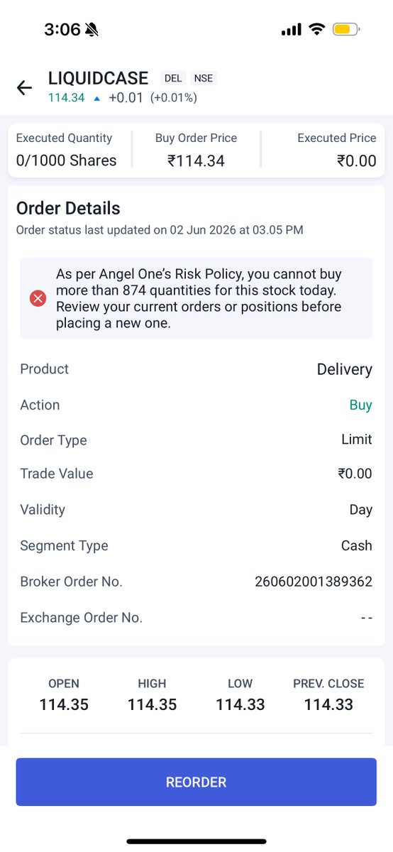 kforkashish's tweet photo. @AngelOne what risk policy is this where I can’t park my money in liquid fund? You seriously need to review useless cap https://t.co/xglUnubiYf