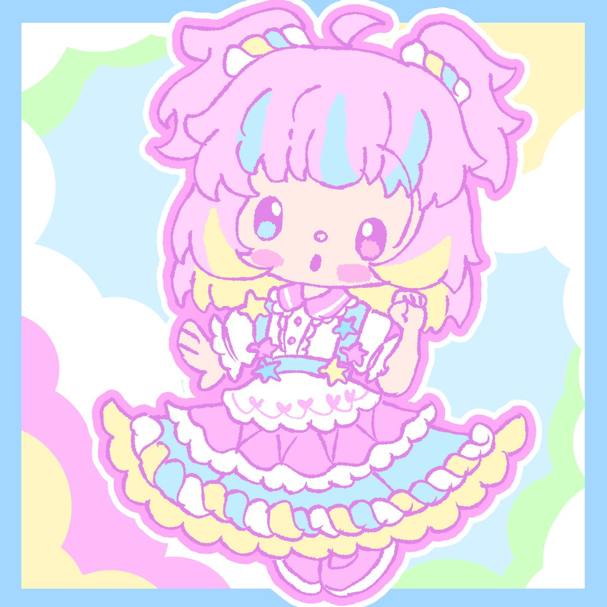 「僕の書くミニキャラも可愛いでしょ"(∩>ω<∩)" #イラスト #ミ」|こた猫🐱 🎤🎨3/10~/16colorful＆dreamy原宿デザインフェスタギャラリーのイラスト