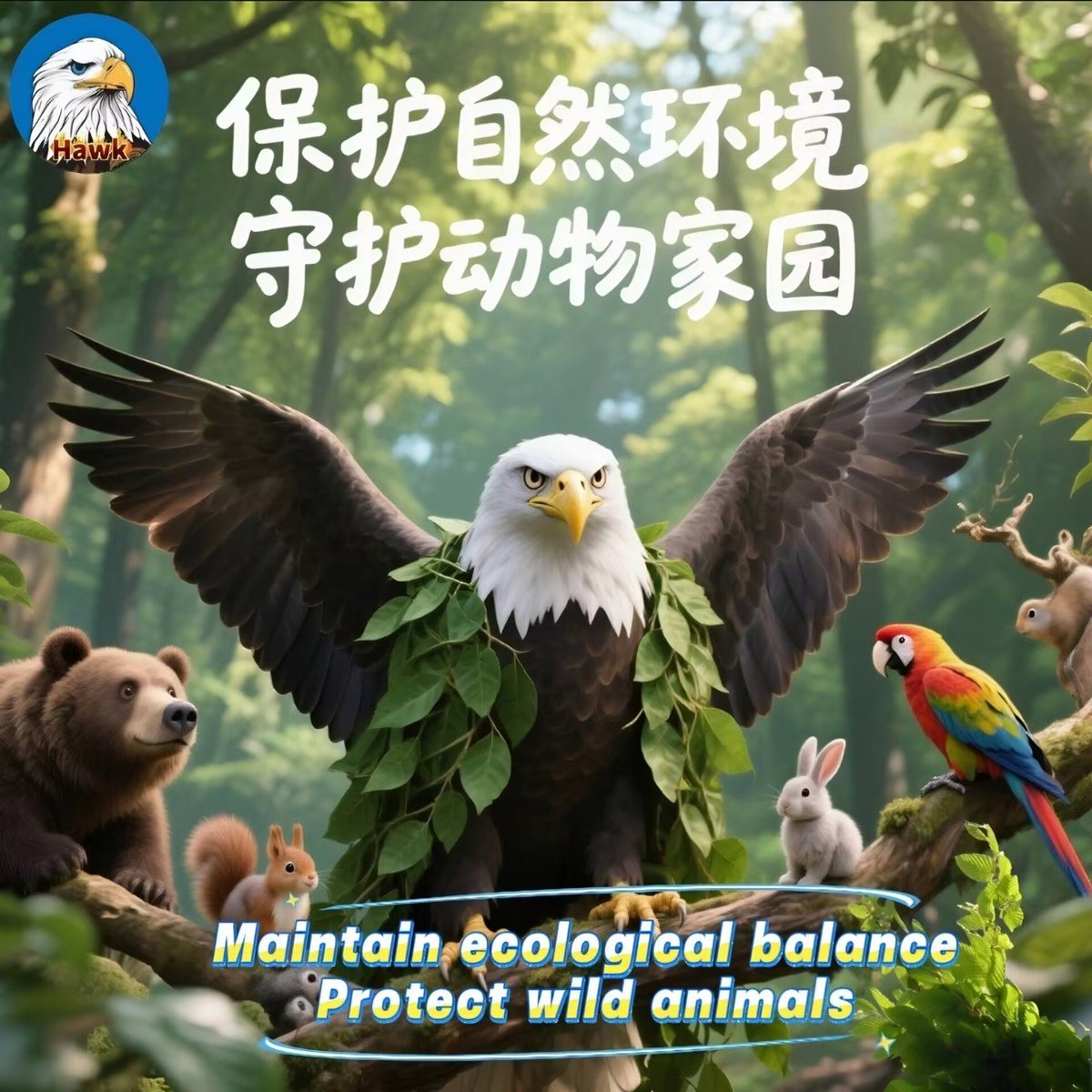 HawkLD168's tweet photo. 🦅$Hawk 维护生态平衡，传播自由理念! @cz_binance @aveai_info https://t.co/w391QmT41l