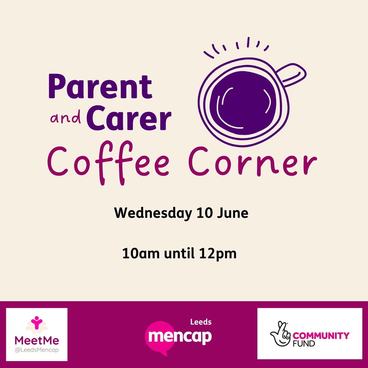 LEEDSMENCAP's tweet photo. Our new Parent &amp; Carer Coffee Corner starts on 10th June, a friendly, relaxed meet up for parents &amp; carers of children/young people with a learning disability, autism &amp; other complex needs. An opportunity to connect &amp; have some 'me' time. No booking required.

@TNLComFund https://t.co/Oklcd1yLfx