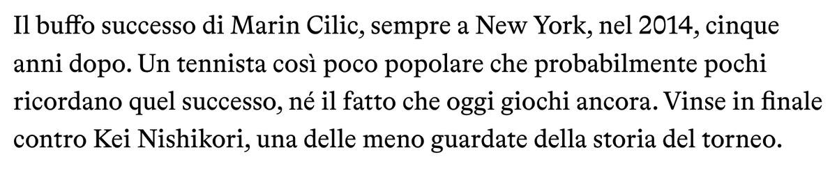 friedgorgo's tweet photo. @lUltimoUomo Bell'articolo, ma del povero Cilic siete riusciti a dimenticarvene pure voi, poche righe sopra! https://t.co/bOeNAauShG