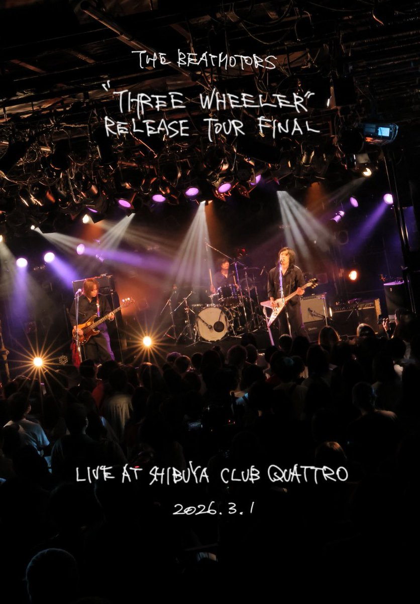 THEBEATMOTORS's tweet photo. 【ライブDVD発売決定！💿】

ザ・ビートモーターズ、初のライブDVD

「“THREE WHEELER” RELEASE TOUR FINAL LIVE AT SHIBUYA CLUB QUATTRO」

6/17(水)よりライブ会場、オフィシャル通販サイトにて発売決定！

詳細はこちら👇
https://t.co/VCUZpm9NSH https://t.co/rUDiJPZ6XG