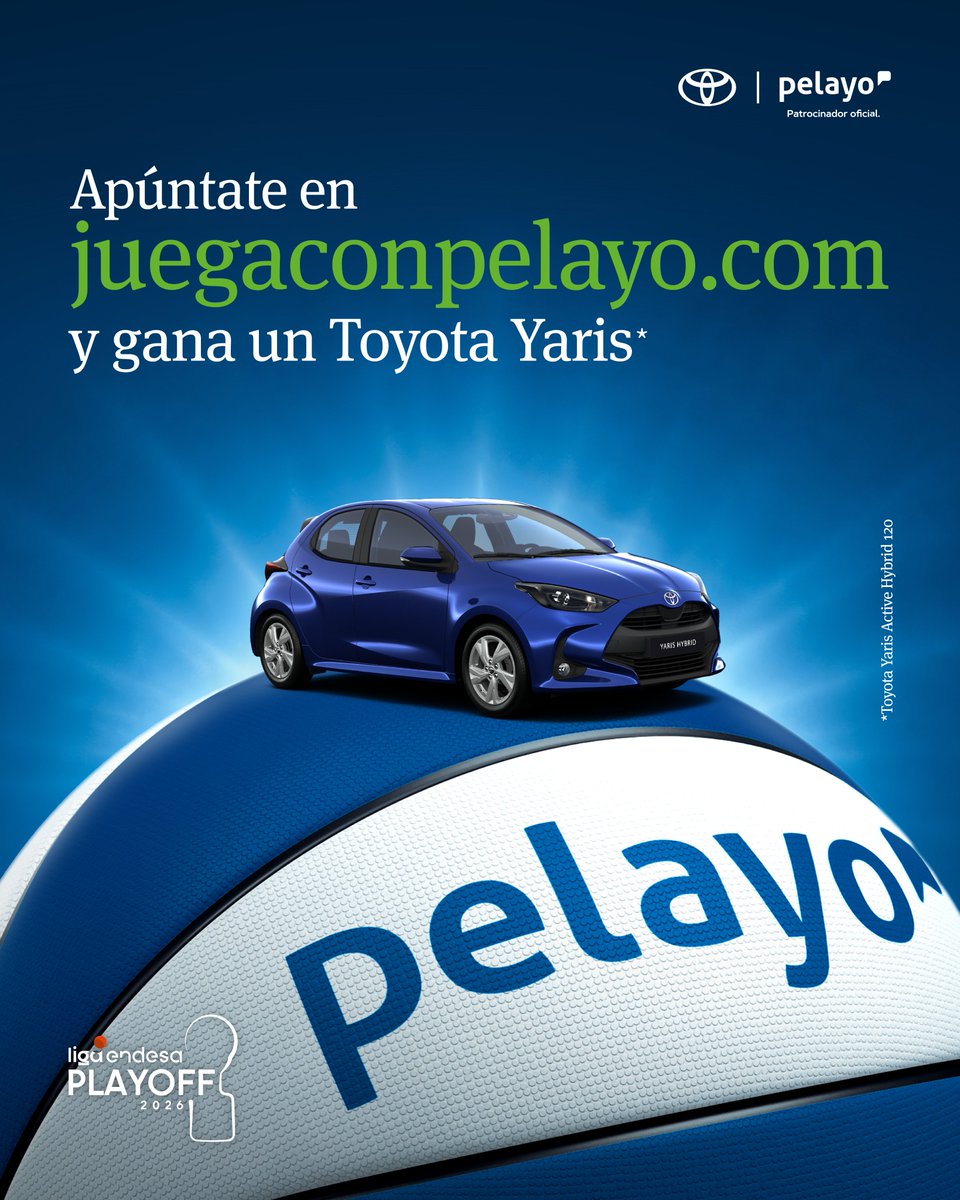 Pelayo_Seguros's tweet photo. 🚙🏀 ¿Y si tu pasión por el basket te lleva a estrenar coche?

Pelayo sortea un Toyota Yaris para celebrar los Playoff Liga Endesa por el título. ¡Y ganarlo es muy fácil! 👇

1️⃣ Entra en https://t.co/ZM1U3jaFvb.
2️⃣ Déjanos tus datos.
3️⃣ Cruza los dedos para que entre este triple. https://t.co/wmQvaYEcRo
