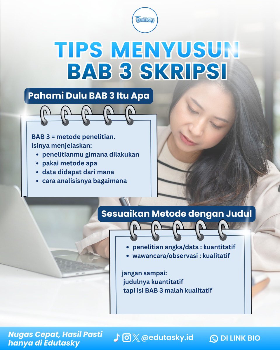 Edutaskyid's tweet photo. Masih bingung nyusun BAB 3 skripsi? 

berikut tips untuk kamu!^^

part 1 https://t.co/3d32J0P55i