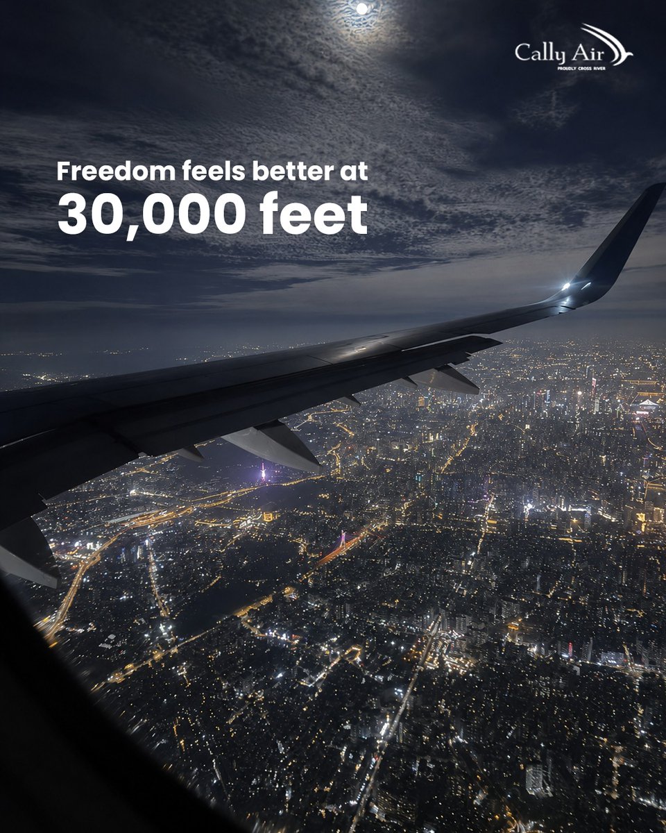 FlyCallyAir's tweet photo. Freedom hits different at 30,000 feet ✈️☁️

No limits, just open skies and endless possibilities.
Where would freedom take you today? 🌍

Fly Cally Air.

#CallyAir #SkyIsTheLimit #TravelNaija #FlyCallyAir https://t.co/UjiA7J3BGL