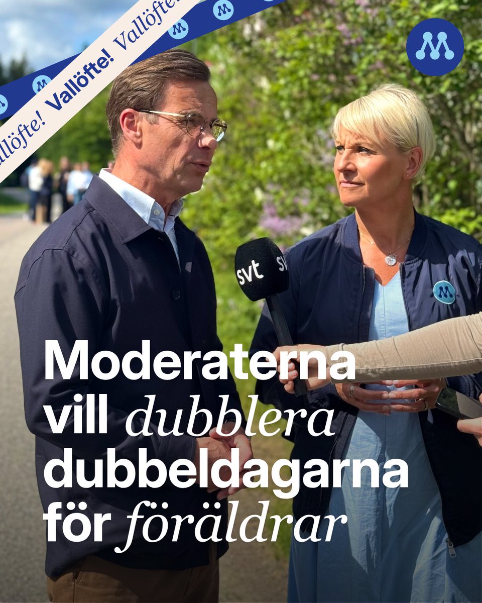 Anna_Tenje's tweet photo. Samtidigt som Moderaterna går till val på att underlätta för hårt arbetande föräldrar, genom att återigen dubblera dubbeldagarna, vill Socialdemokraterna höja skatten för samma föräldrar på arbete, sparande och bolån. Det är fel väg för Sverige. https://t.co/A4BUQQkO6p