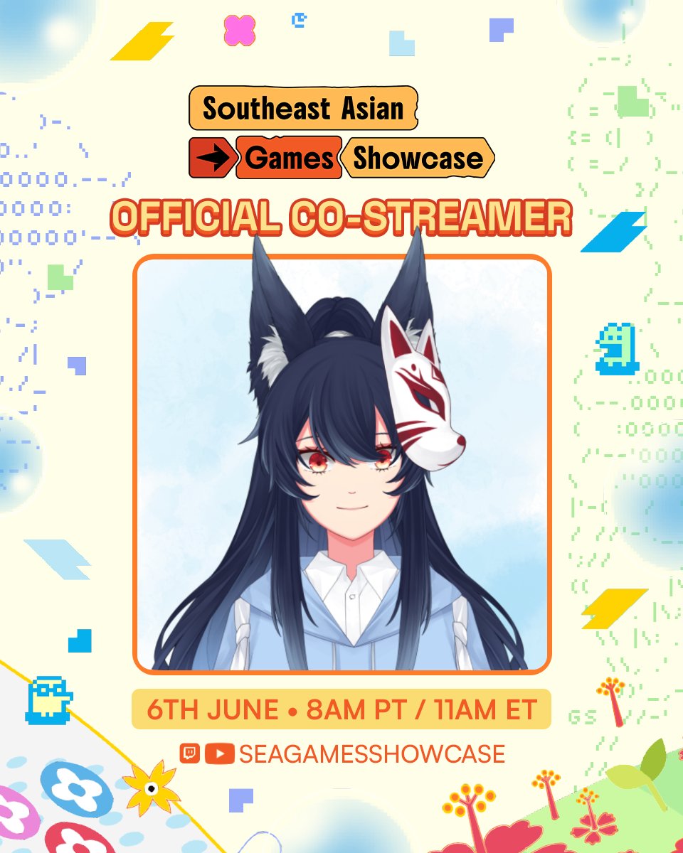 InariReiju's tweet photo. I'm happy to announce that I'm an official co-streamer for the Southeast Asian Games Showcase 2026!! ! 🎮

Let's support the amazing Southeast Asian Game Devs and their teams!! ✨

Thank you @SEAGShowcase for the opportunity!

🗓️: Sat June 6, 2026 @ 11 AM EDT  (Sun @ 12 AM JST)

#SummerGameFest
#SEAGShowcase