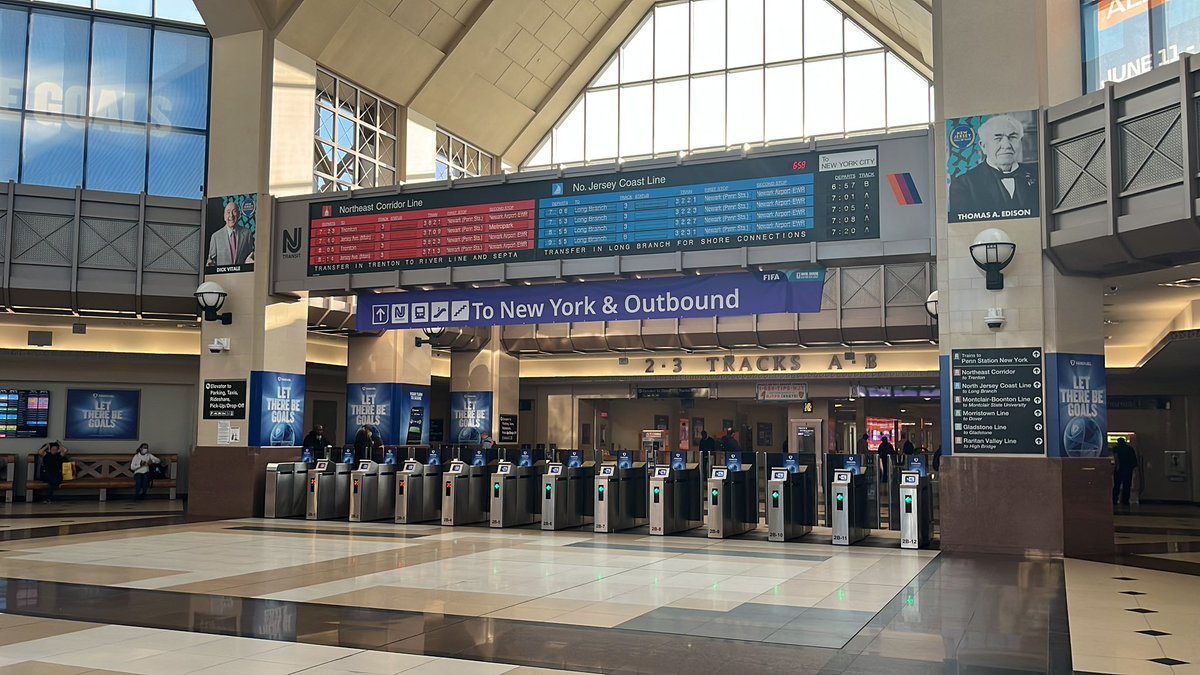 NJTransit_CA's tweet photo. 👋 I’m at Secaucus Junction until 9:00 a.m. today.

Find me in the rotunda with the Safety team.

We can talk safety, of course, but I’d also love to hear about your experience with @NJTRANSIT, especially your thoughts on service during the FIFA World Cup. https://t.co/HBVBqw565B