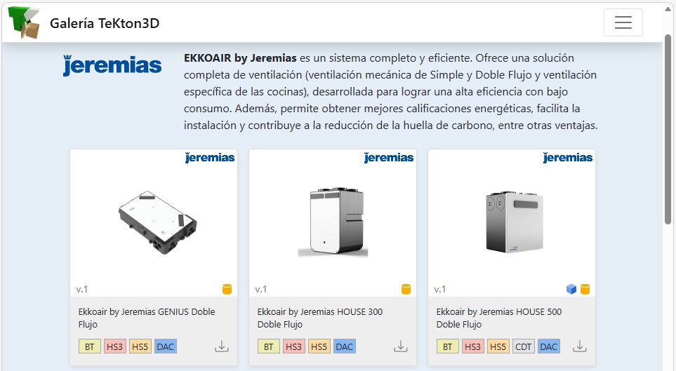 iMventa's tweet photo. 📢 Ya disponible el catálogo de #Jeremias en la #GaleríaTeKton3D. Encuentra sus soluciones de evacuación de humos, ventilación y VMC y arrástralas directamente a #TeKton3D para incorporarlas a tus proyectos.

👉 https://t.co/bLu1l4BpSR

#BIM #Ventilación #VMC #Digitalización https://t.co/vEilITiyYz