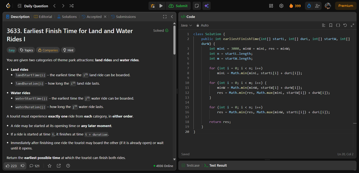 amanhaidry's tweet photo. 🗓️Day-314 of #365DaysOfCode 🎯

✅ @geeksforgeeks
#POTD: Pairs with certain difference

✅ @LeetCode
#DCC: Earliest Finish Time for Land and Water Rides I

#365DaysOfDSA #geeksforgeeks #gfg #leetcode #365DaysOfcoding #Java #DataStructuresAndAlgorithms #DSA #ProblemSolving https://t.co/KaDeIHXBO7