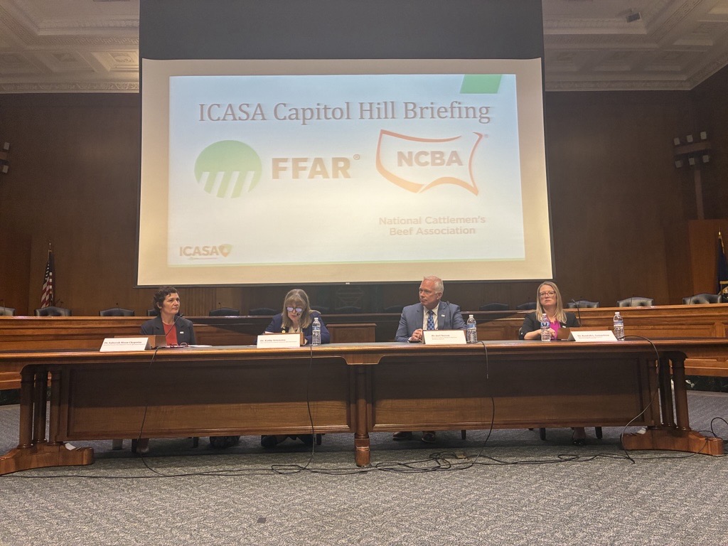 FoundationFAR's tweet photo. What do our partners think of our public-private partnership model to fund cutting-edge, industry relevant food & ag research?

Yesterday at the Capitol, we partnered with the @BeefUSA  to host a panel of experts from industry, academia and commodity groups to discuss our International Consortium for Antibiotic Stewardship in Agriculture (ICASA).

ICASA is a valuable model of using public-private partnerships that allow industry and commodity groups to address research questions that directly impact the livestock supply chain, that no individual entity can solve alone.

Moderated by our Executive Director, Dr. Saharah Moon Chapotin, the panel featured:

Dr. Kathy Simmons, Chief Veterinarian, National Cattlemen’s Beef Association
Dr. Joel Nerem, Director of Industry Relations, Pipestone Veterinary Services
Dr. Kendall L. Samuelson, Associate Professor of Animal Science, @wtamu