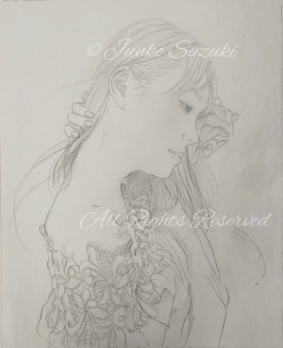 Junko_sumiart's tweet photo. ラフ画です😊✨
#美人画 https://t.co/xBamIgjXom