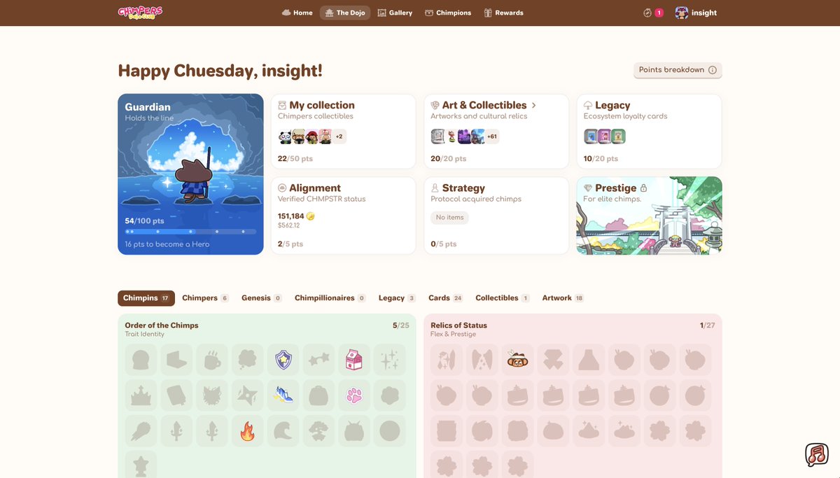 NFT1nsight's tweet photo. Did you know that anyone can become a Chimpers collector?

Our new Collector Hub brings together art, story collectibles, cards, NFTs, and physical merchandise into a single ecosystem.

The more you collect, the higher your collector score.

Reward seasons are coming.

All collectors welcome🐒