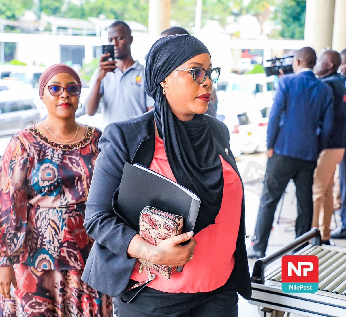 kamukamafredie's tweet photo. SPA Hajjat Amina Mukalazi, Minister of State for Finance, Planning and Economic Development (Privatization and Investment)-designate, arrives at Parliament for vetting by the Appointments Committee. The vetting process is a key step in assessing her suitability for the role before formal appointment.