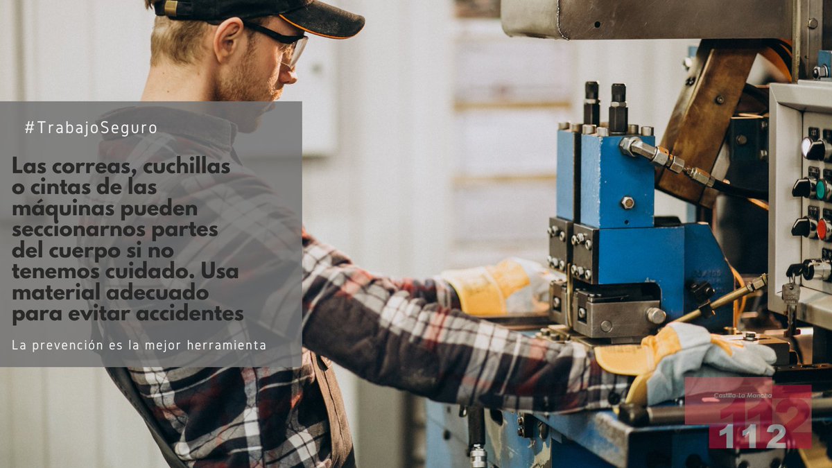 112clm's tweet photo. Cuando trabajes con maquinaria pesada🚚 o que tenga cintas, correas o ⚙️engranajes debes extremar la precaución. Cualquier elemento en movimiento puede atraparte el cuerpo o la ropa y causarte graves daños. #112clm https://t.co/OyBjrTdVSo