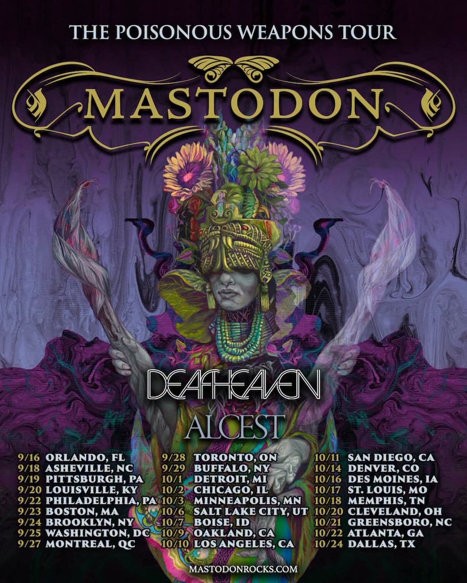 TheRedDeath30's tweet photo. I am SO stoked this morning.  I have seen Mastodon 3x and love them. Never thought I would get a chance to see Alcest in Pittsburgh.  And with Deafheaven?!?!? https://t.co/ncaHvFc1Oo