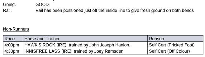 BHAStewards's tweet photo. See below for the non runners and Going @Southwell_Races Follow the link for updates: https://t.co/G78u4imH4p https://t.co/3aAWL3vNRr