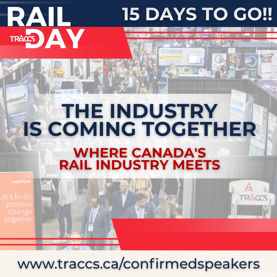 TRACCStransit's tweet photo. In just two weeks, Canada's transit and passenger rail industry will come together for the country's largest indoor and outdoor rail expo and conference.
Free all-access passes available for a limited time:
https://t.co/dcztENHcOr
#PassengerRail #TransitIndustry #RailwayIndustry https://t.co/TaGKeR0Ih7