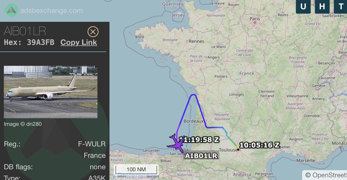 CotamFleet's tweet photo. ✈️ First Airbus A350-1000 ULR test flight 🤓😎🙏 is flying over France 🇫🇷 ! WOW !

https://t.co/NnPFr7VfmX https://t.co/DgPGshK5zI