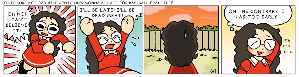 Octosukecomics's tweet photo. Octosuke by Toad Rice - “Mi-Eun’s Gonna Be Late for Baseball Practice!” https://t.co/8VQSdMvkjH